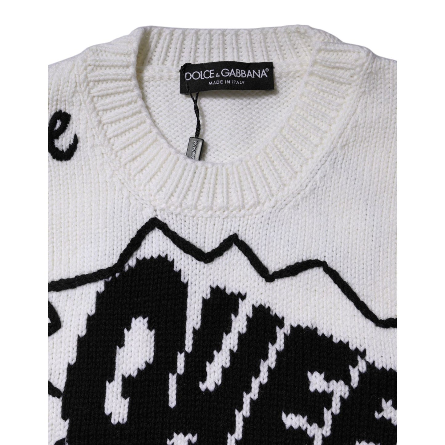 Dolce & Gabbana White Wool Knit Crew Neck Pullover Sweater THS87549-36