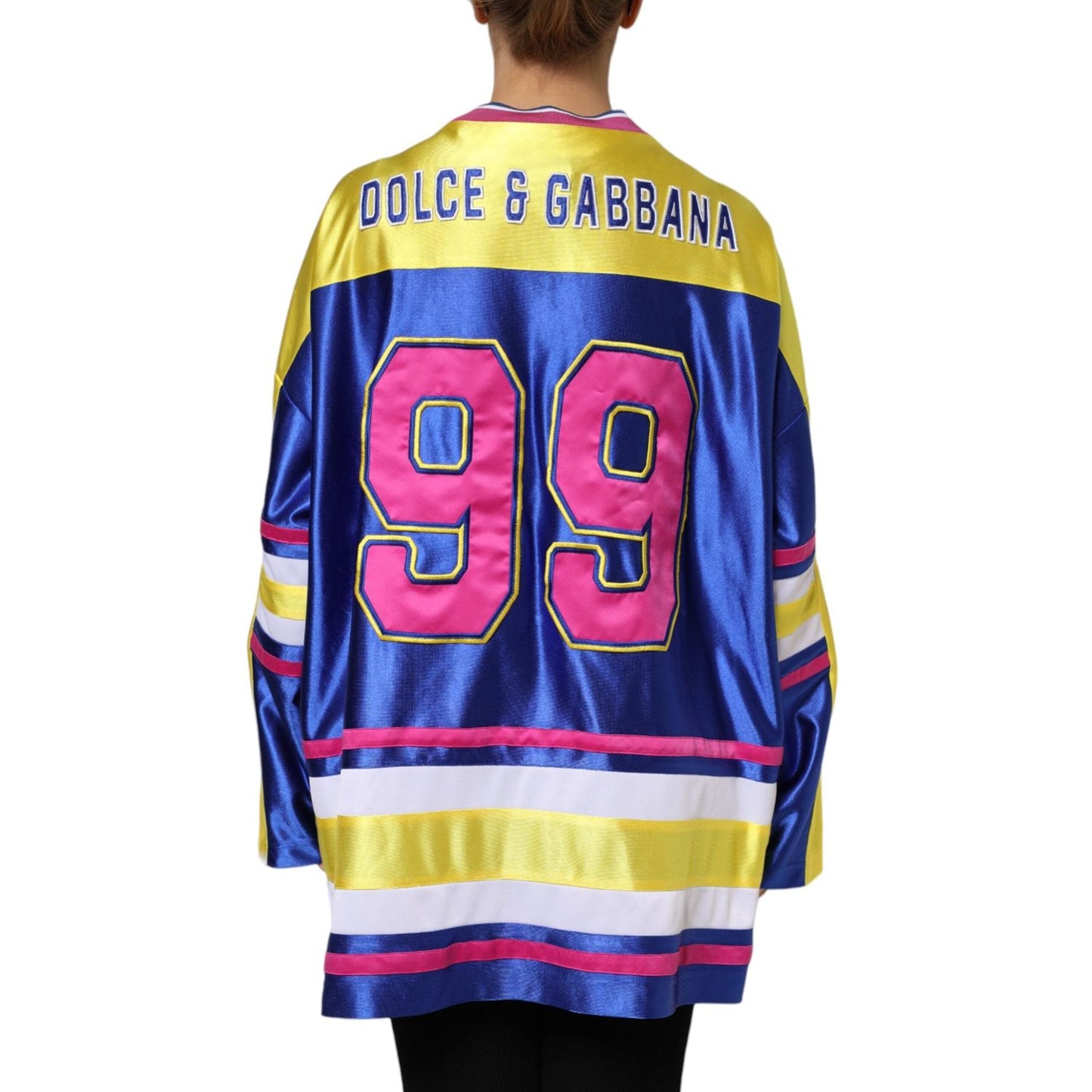 Dolce & Gabbana Multicolor Polyester Long Sleeves V-Neck Top TSH90380-40