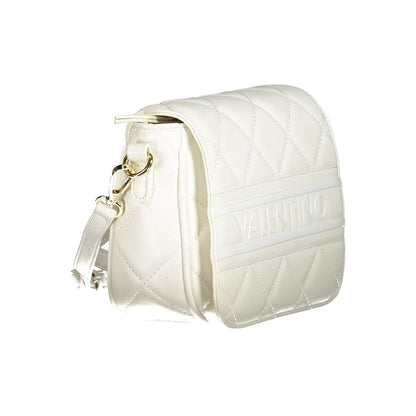 Mario Valentino White Polyethylene Women Handbag with adjustable strap and chic design, side view showcasing quilted details.