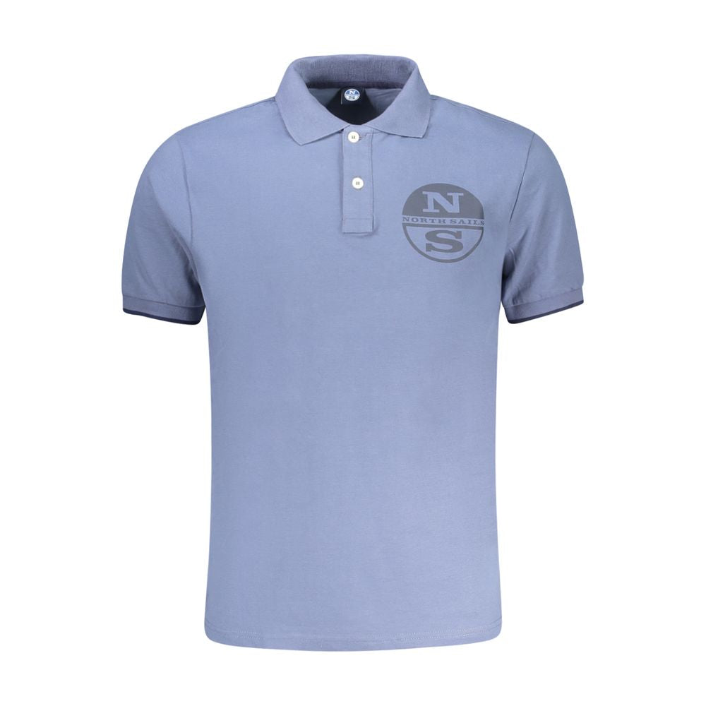 North Sails Blue Cotton Men Polo Shirt with logo and two-button placket on display