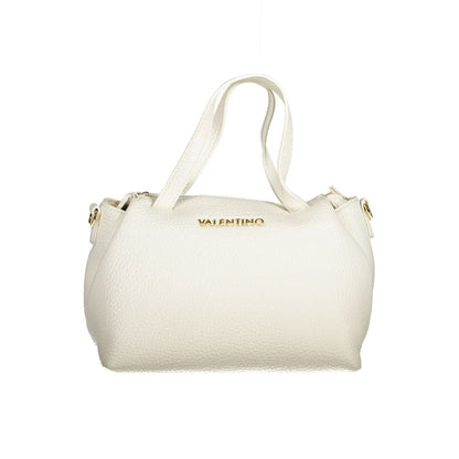 Mario Valentino White Polyethylene Handbag with two handles and removable shoulder strap, featuring logo and zip closure.