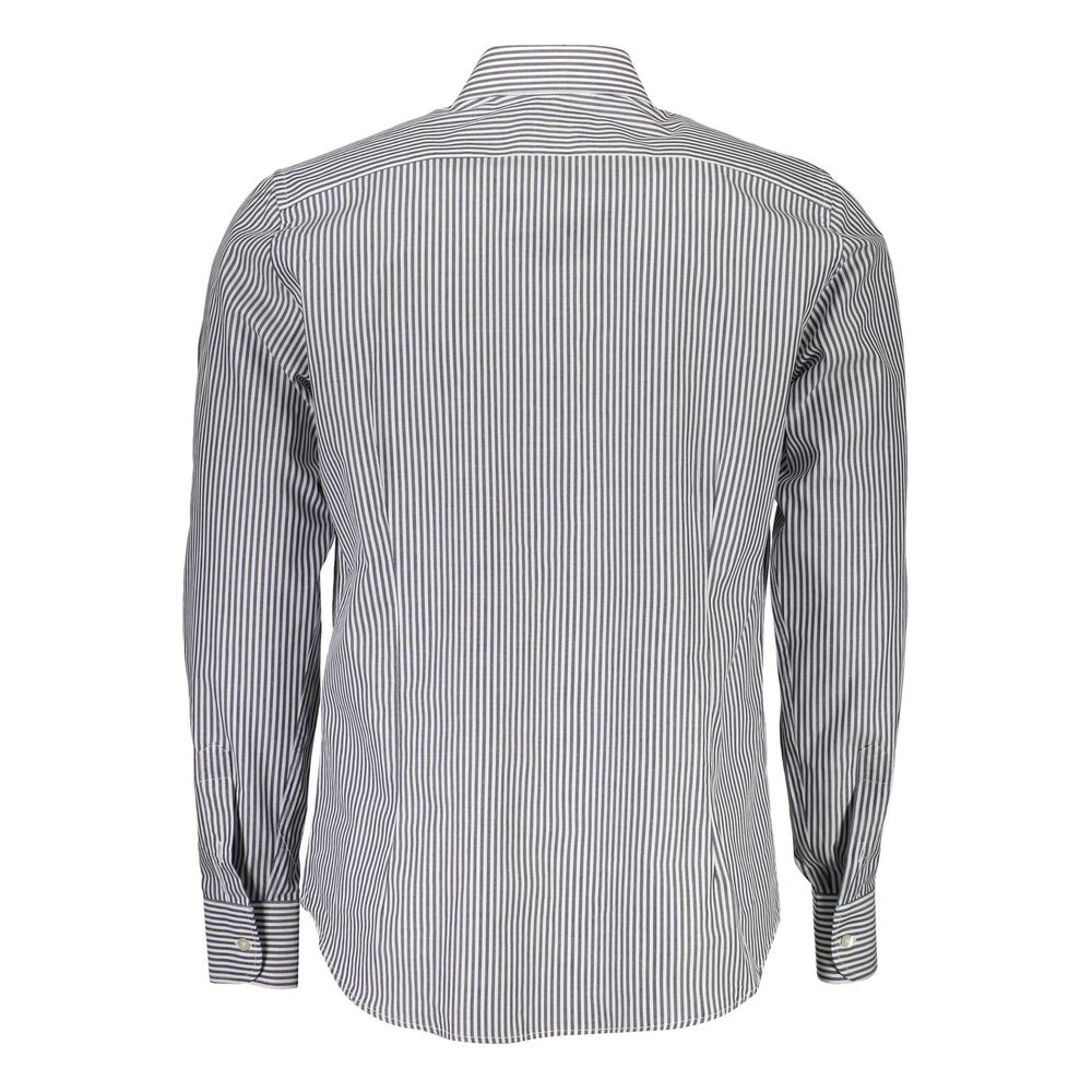 Back view of La Martina Blue Cotton Men Shirt showcasing classic design and comfort.