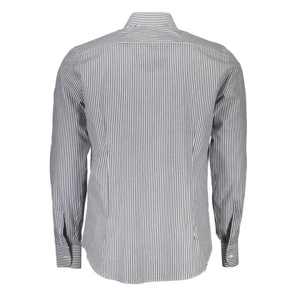 Back view of La Martina Blue Cotton Men Shirt showcasing classic design and comfort.