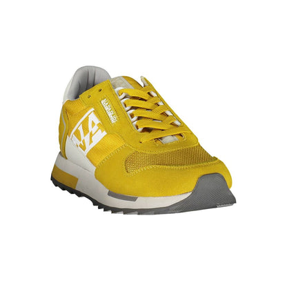 Napapijri Yellow Leather Men Sneaker with bold accents and logo