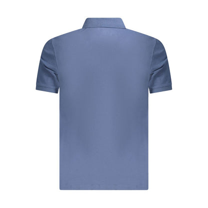 Back view of Timberland Blue Cotton Polo Shirt with short sleeves and embroidered logo.