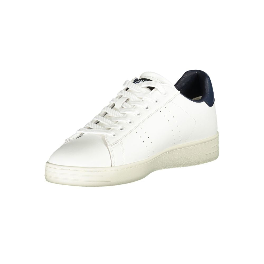 Blauer White Leather Men Sneaker with blue accents and removable insole for style-conscious athletes.