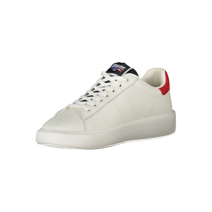 Blauer White Leather Men Sneaker with contrasting details and Blauer print logo, offering sporty and chic urban vogue style