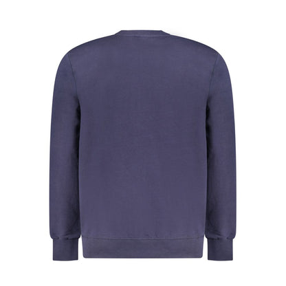 North Sails Blue Cotton Men Sweater - Back View, featuring long sleeves and brushed texture, made of premium cotton for modern fashion trendsetters.