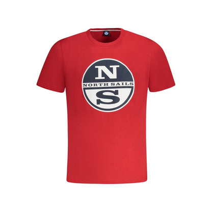 Red North Sails Red Cotton Men T-Shirt with iconic logo print.