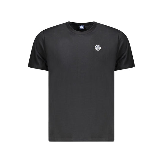 North Sails Black Cotton Men T-Shirt with short sleeves and logo, featuring a classic crew neck design for comfort and style.