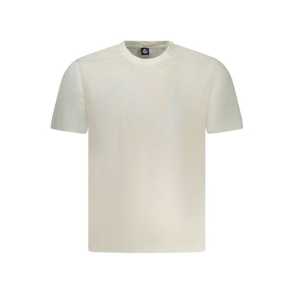 North Sails White Cotton Men T-Shirt with logo and crew neck, perfect for modern style and adventure enthusiasts.