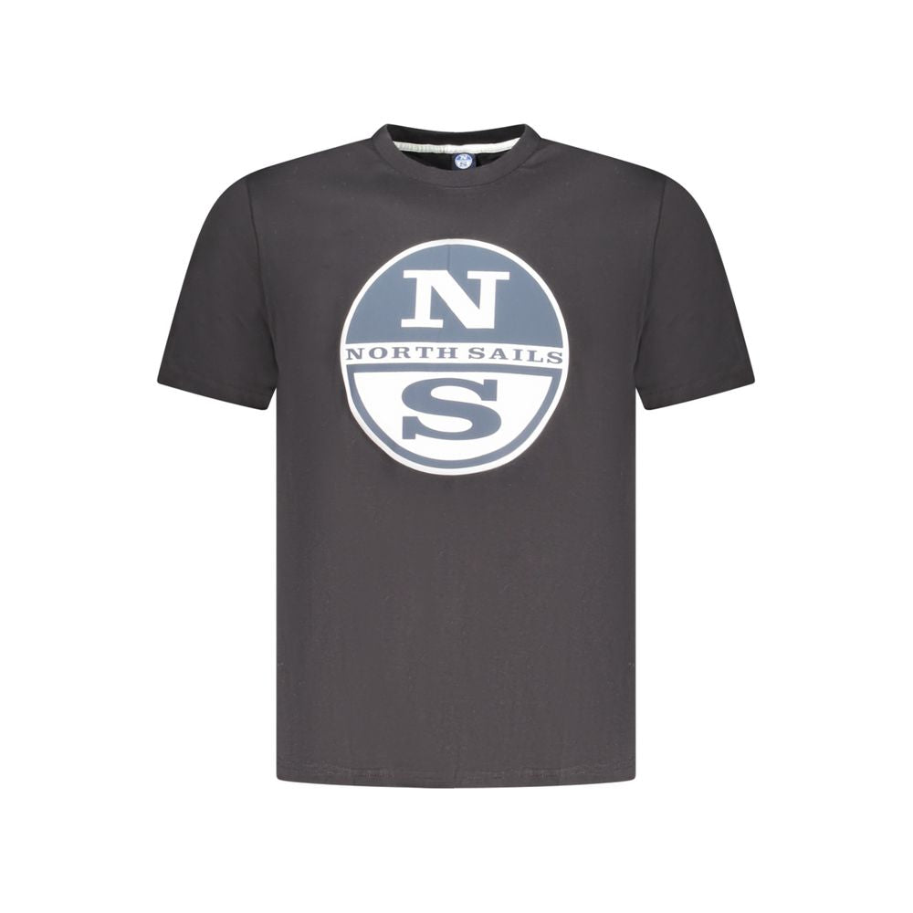 North Sails Black Cotton Men T-Shirt with logo print on the front.