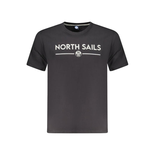North Sails Black Cotton Men T-Shirt with logo print on front