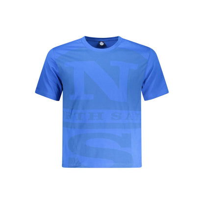 North Sails Blue Cotton Men T-Shirt featuring crew neck and iconic print, perfect for fashion forward style and comfort.