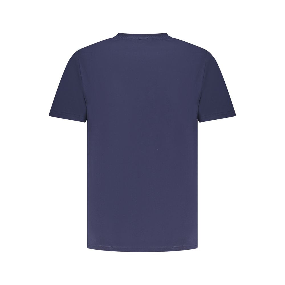 Back view of North Sails Blue Cotton Men T-Shirt showcasing the soft, breathable fabric, ideal for casual wear and ocean-inspired style.