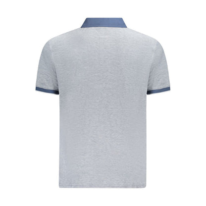 Back view of Timberland Blue Cotton Polo Shirt with short sleeves, regular fit, and contrasting details.