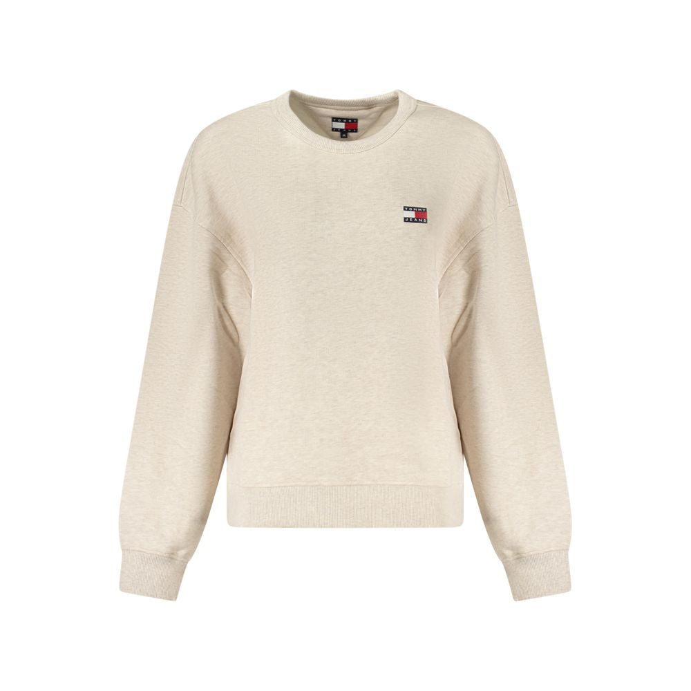 Tommy Hilfiger Beige Cotton Women Sweater with iconic embroidery and crew neck design