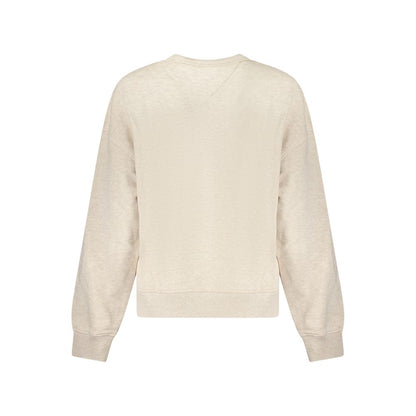 Back view of Tommy Hilfiger Beige Cotton Women Sweater showcasing soft brushed finish and iconic design.