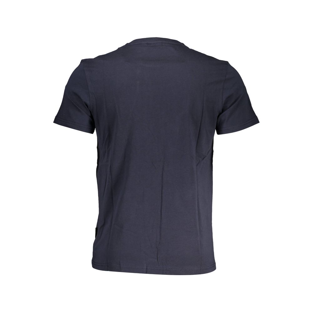 Rear view of Napapijri Blue Cotton Men T-Shirt showing short sleeves and classic crew neck.
