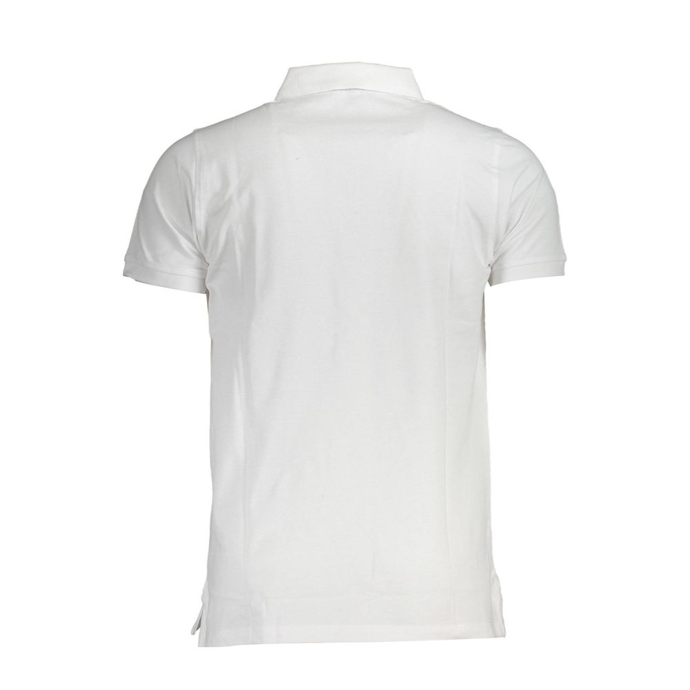 Back view of Norway 1963 White Cotton Men Polo Shirt featuring classic short sleeves and elegance for a timeless look.