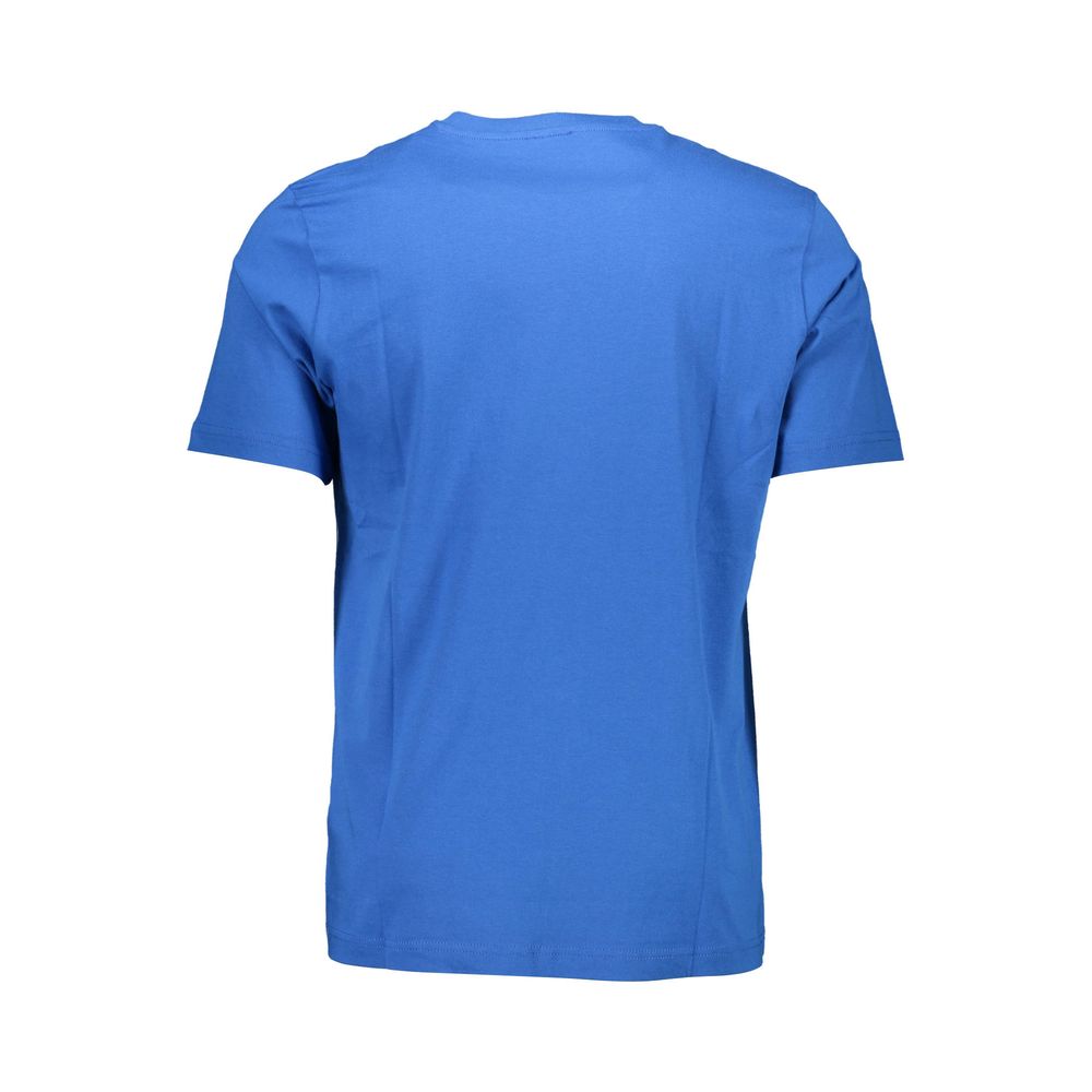 Back view of Diesel Blue Cotton Men T-Shirt, showcasing its short sleeves and crew neck design for a stylish and comfortable fit.
