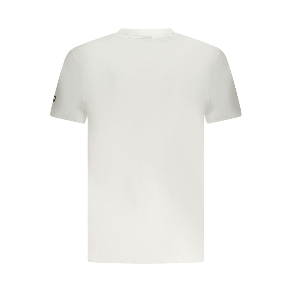 Back view of Armata Di Mare White Cotton Men T-Shirt featuring bold print and logo, showcasing premium cotton fabric.