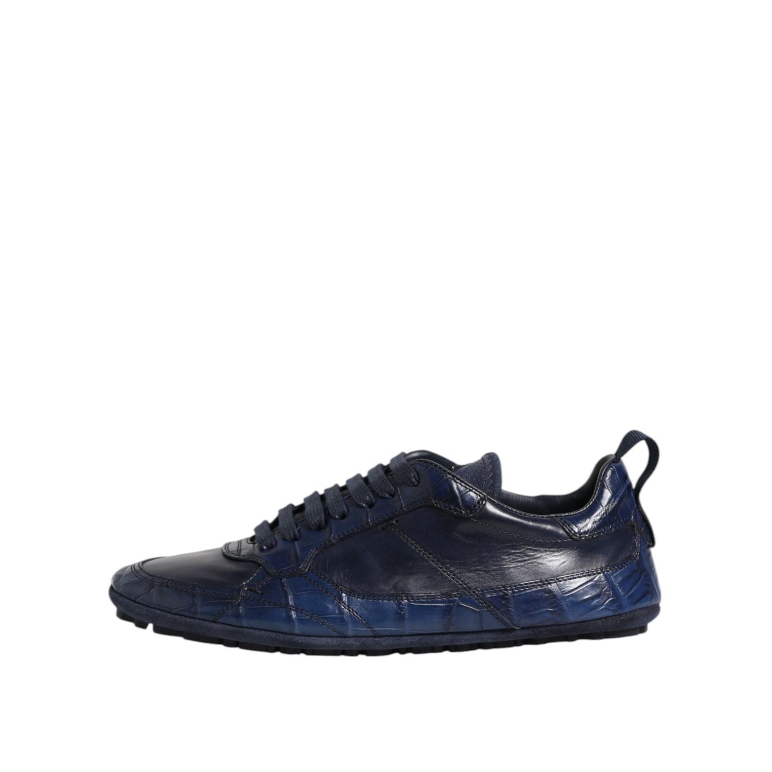 Dolce & Gabbana Dark Blue Leather Low Top Men Sneakers Shoes