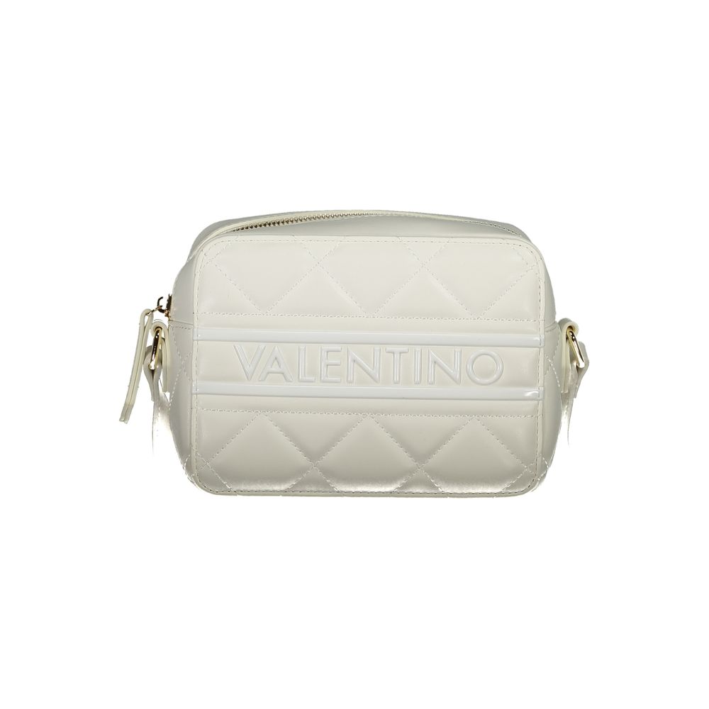 Mario Valentino White Polyethylene Handbag with adjustable shoulder strap, zip closure, and logo detail.