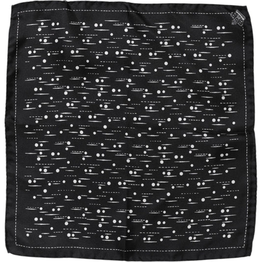 Dolce & Gabbana Black White Printed Square Men Foulard Scarf