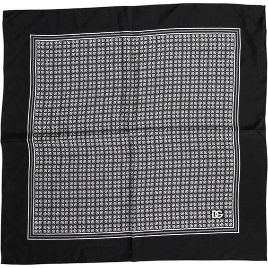 Dolce & Gabbana Black White Patterned Square Foulard Scarf