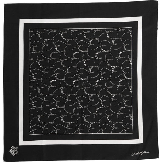 Dolce & Gabbana Black White Printed Square Foulard Scarf