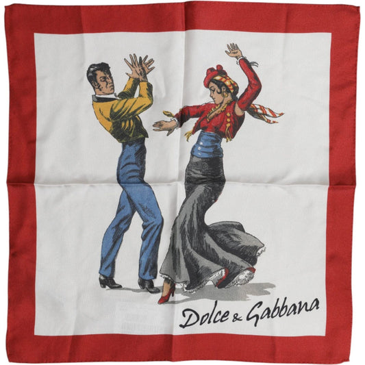 Dolce & Gabbana White Printed Silk Square Men Foulard Scarf