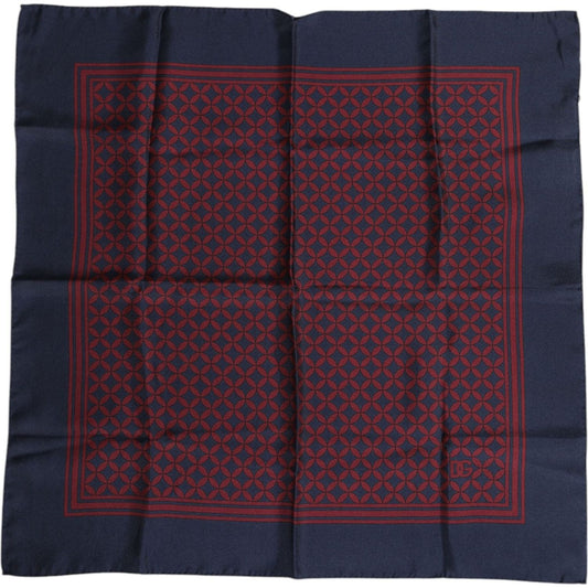 Dolce & Gabbana Red Blue Printed Silk Square Men Foulard Scarf