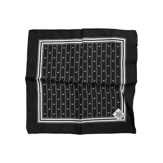 Dolce & Gabbana Black White Printed Silk Square Foulard Scarf