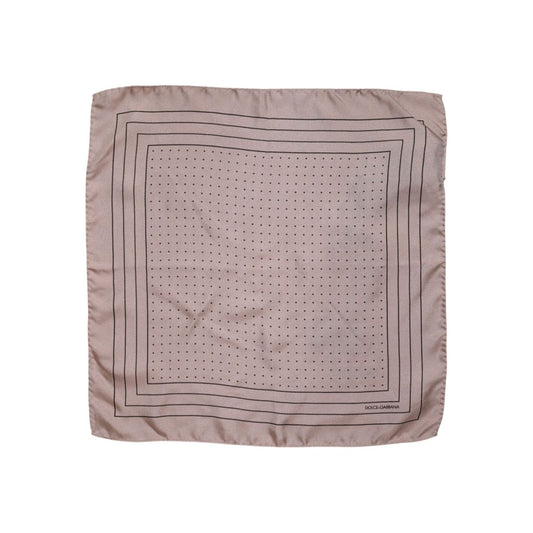 Dolce & Gabbana Beige Dotted Silk Square Men Foulard Scarf MS7326