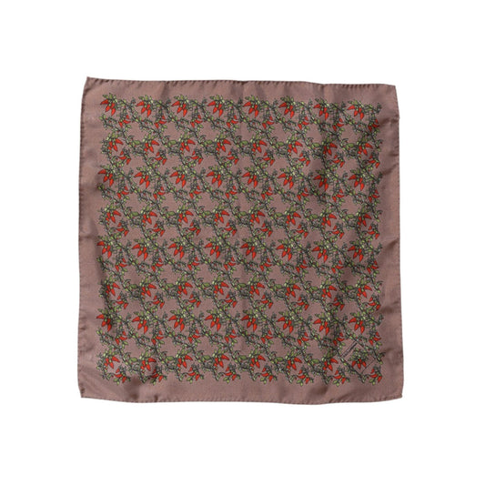 Dolce & Gabbana Brown Chilis Silk Square Men Foulard Scarf MS7338