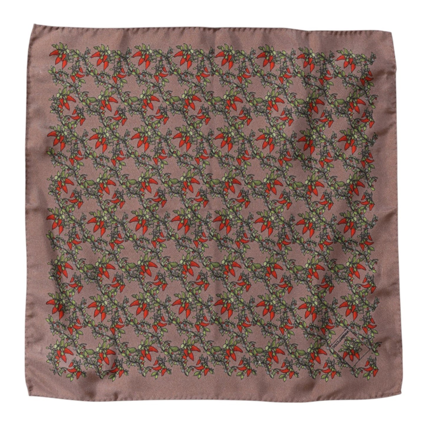 Dolce & Gabbana Brown Chilis Silk Square Men Foulard Scarf