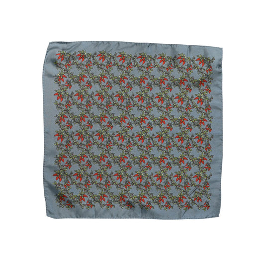 Dolce & Gabbana Gray Chilis Silk Square Men Foulard Scarf MS7340