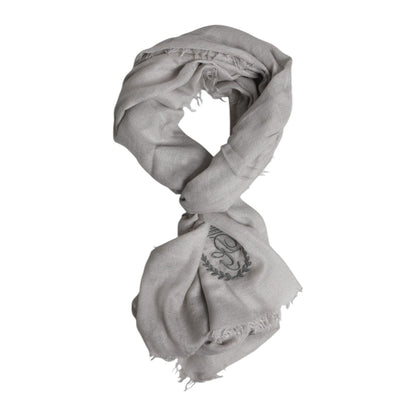 Dolce & Gabbana Gray DG Crown Neck Warmer Wrap Shawl Scarf