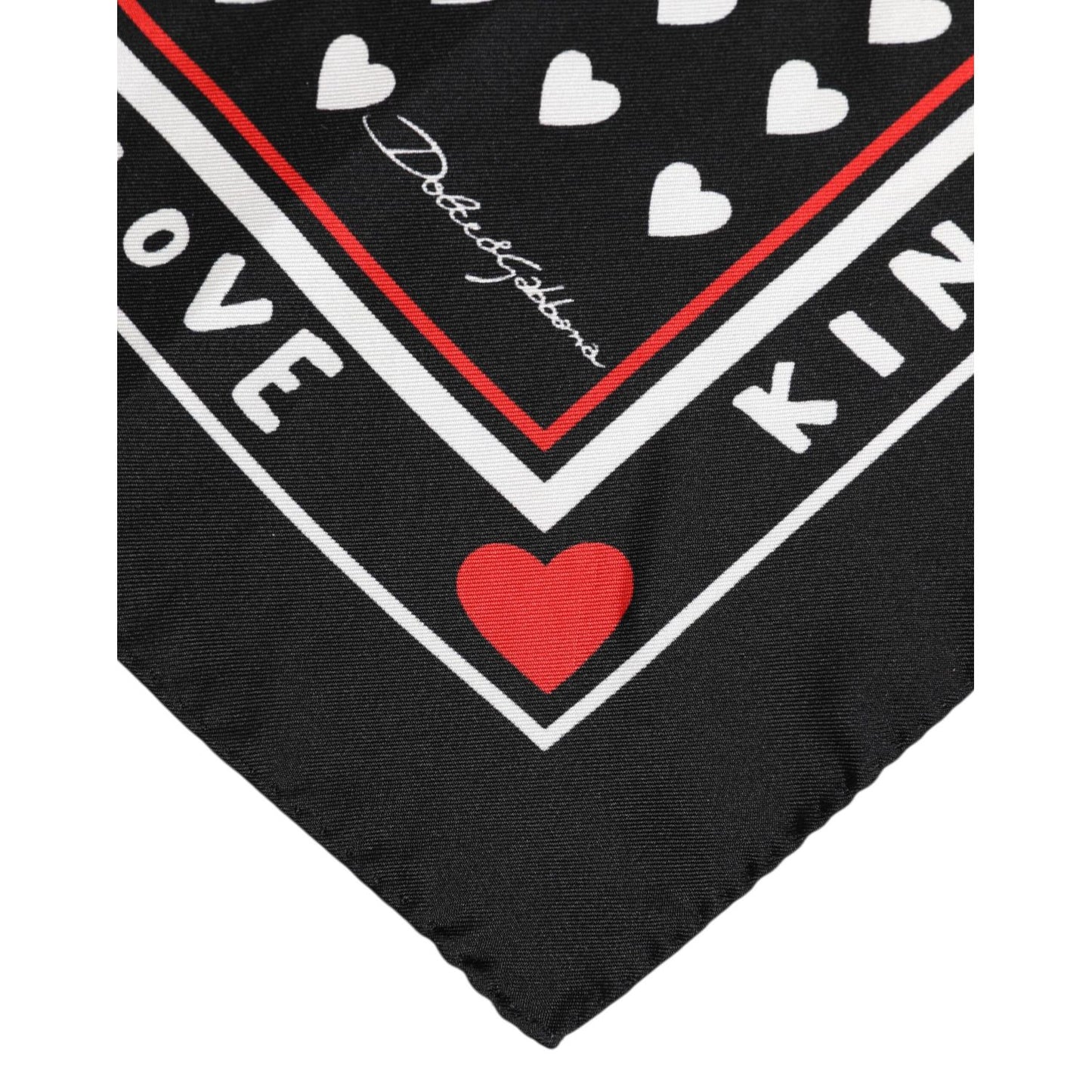 Dolce & Gabbana Black Printed Silk Square Men Foulard Scarf
