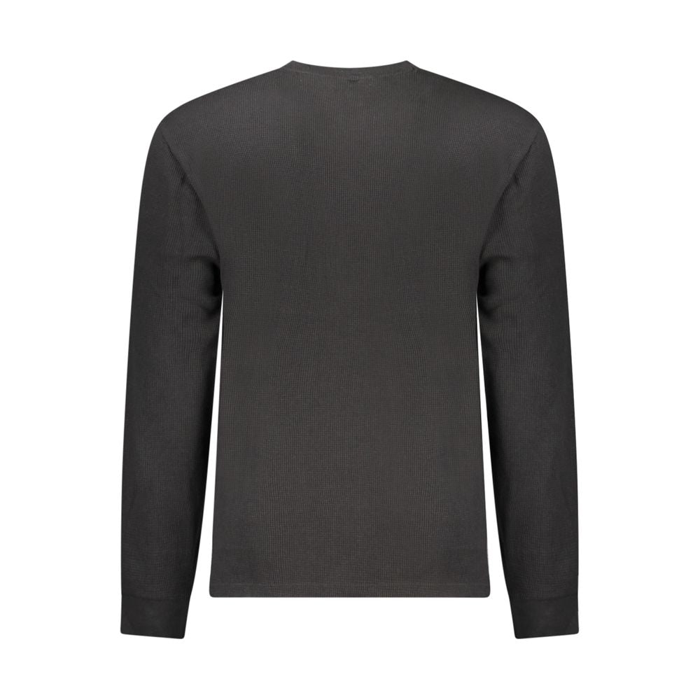 Calvin Klein Black Cotton Men Sweater - back view showcasing long sleeves and crew neck design.