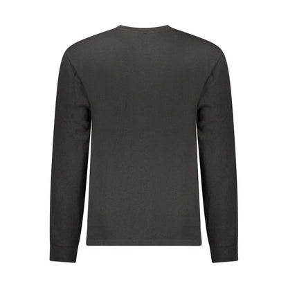 Calvin Klein Black Cotton Men Sweater - back view showcasing long sleeves and crew neck design.