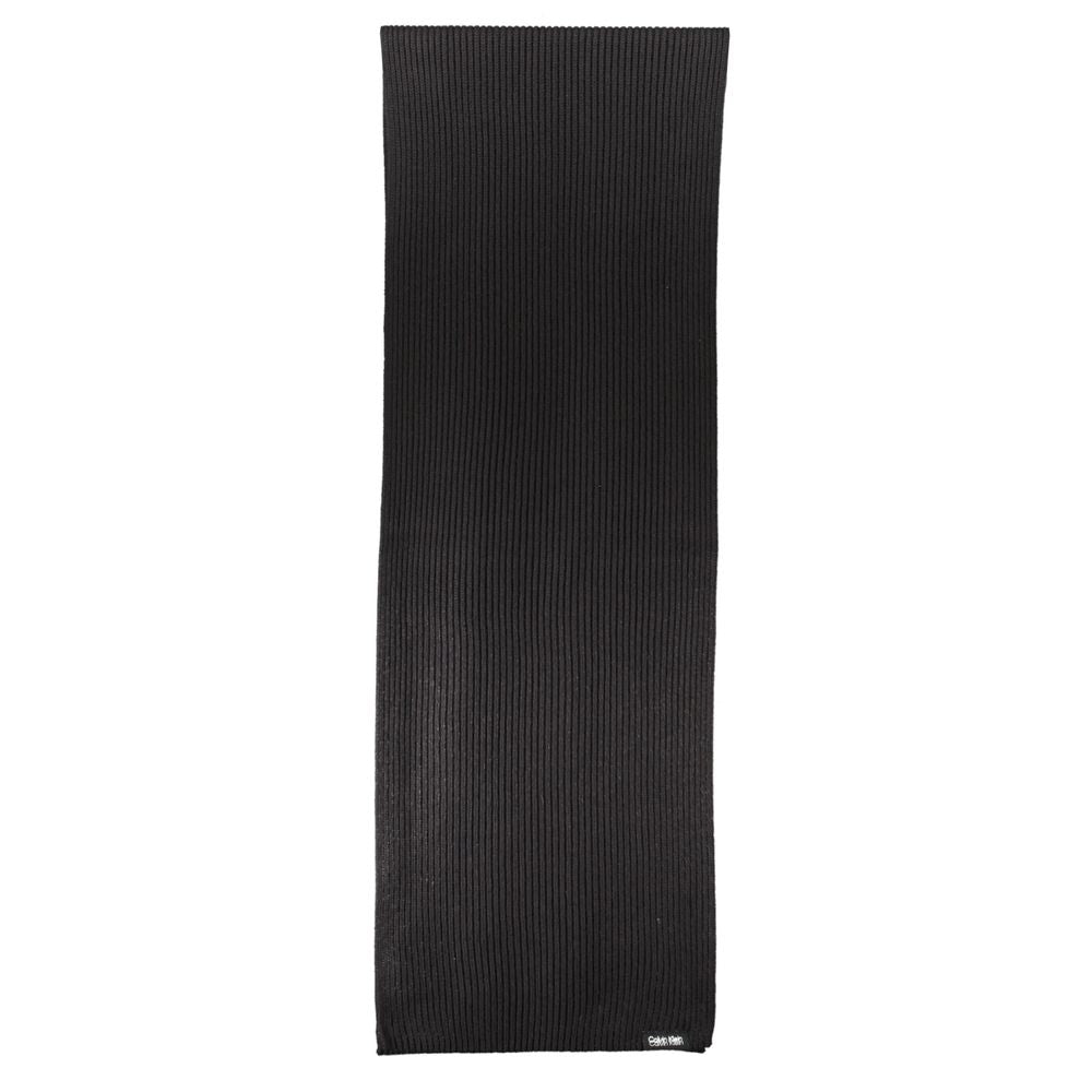 Calvin Klein Black Cotton Scarf, 30x160 cm, featuring logo design.
