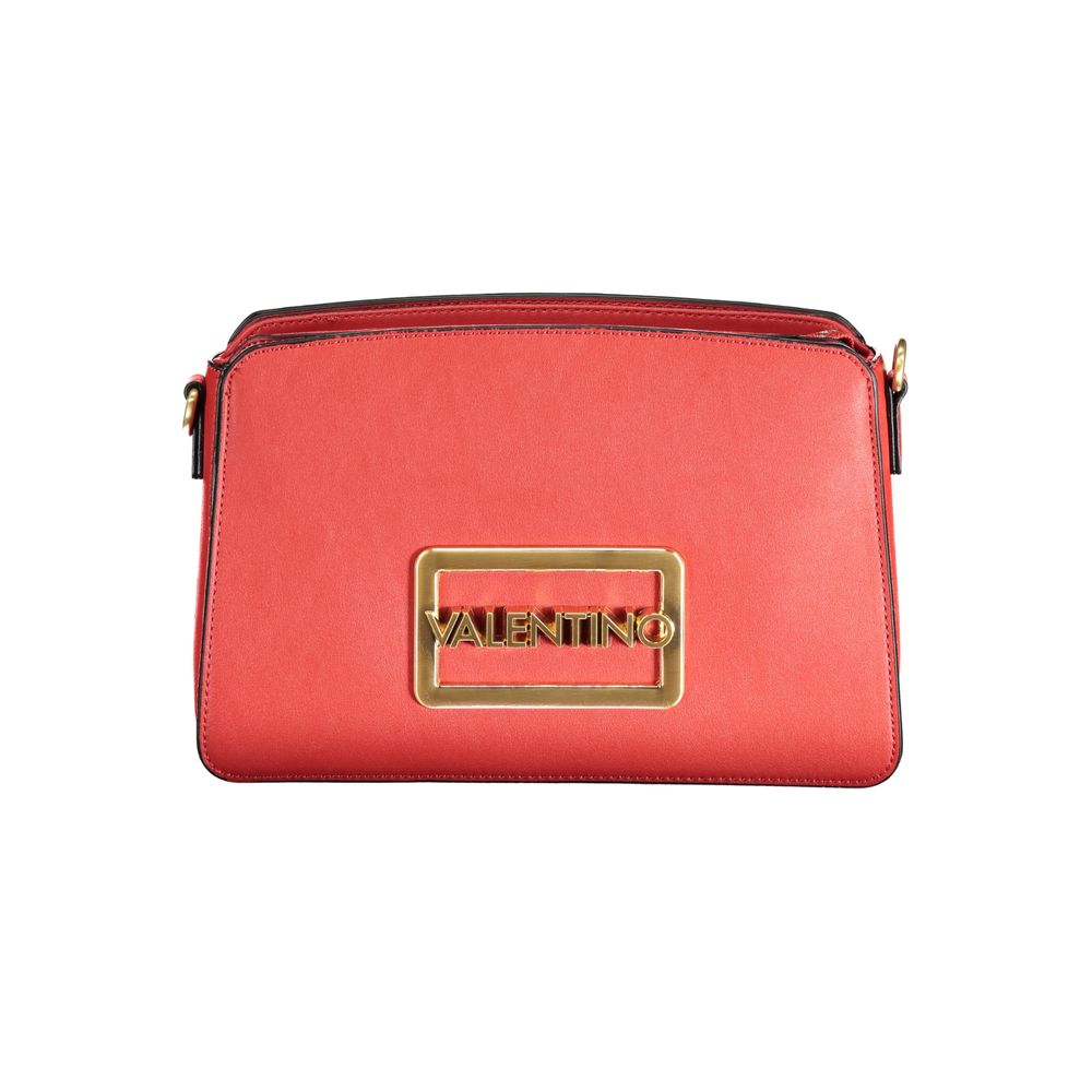 Mario Valentino Red Polyethylene Handbag with logo and removable shoulder strap, featuring contrast details and multiple compartments.