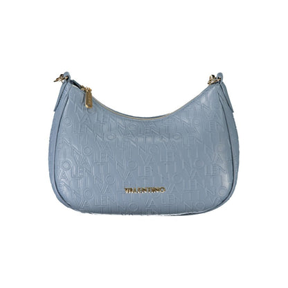 Mario Valentino Blue Polyethylene Handbag with zip closure, adjustable strap, internal pockets, and contrasting details