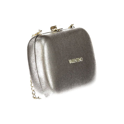 Mario Valentino Gray Polyethylene Handbag with removable chain strap and snap closure, featuring logo.