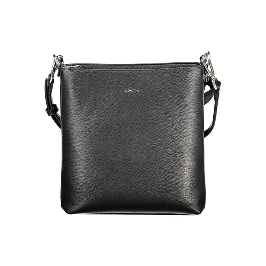 Calvin Klein Black Polyester Handbag with adjustable strap, zip closure, and logo made from recycled polyester
