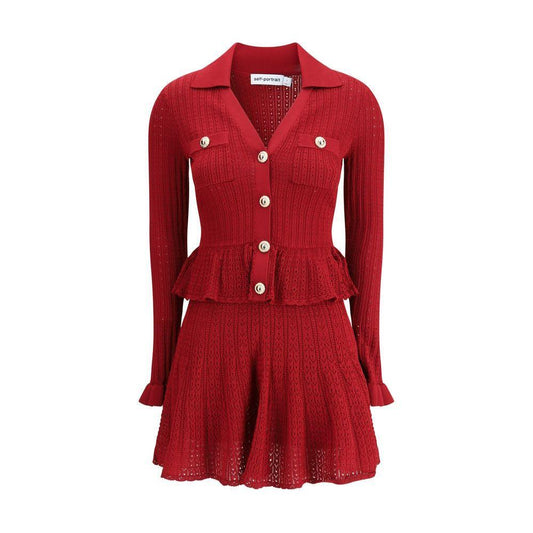 Self-Portrait Pointelle knit short Dress