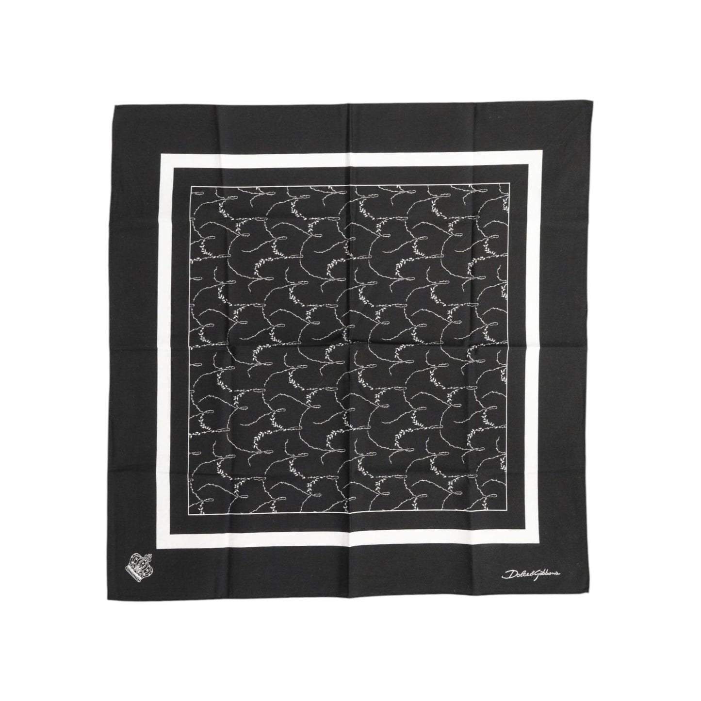 Dolce & Gabbana Black White Printed Square Men Foulard Scarf