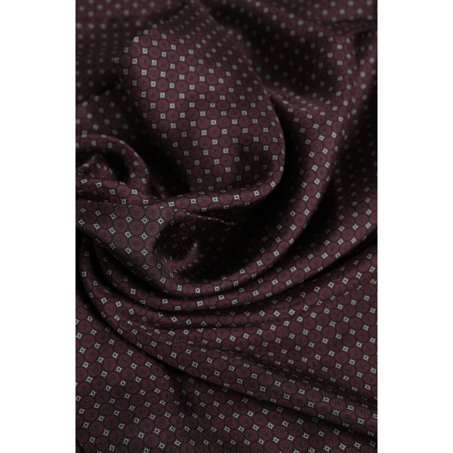 Dolce & Gabbana Maroon Dotted Silk Fringes Foulard Scarf